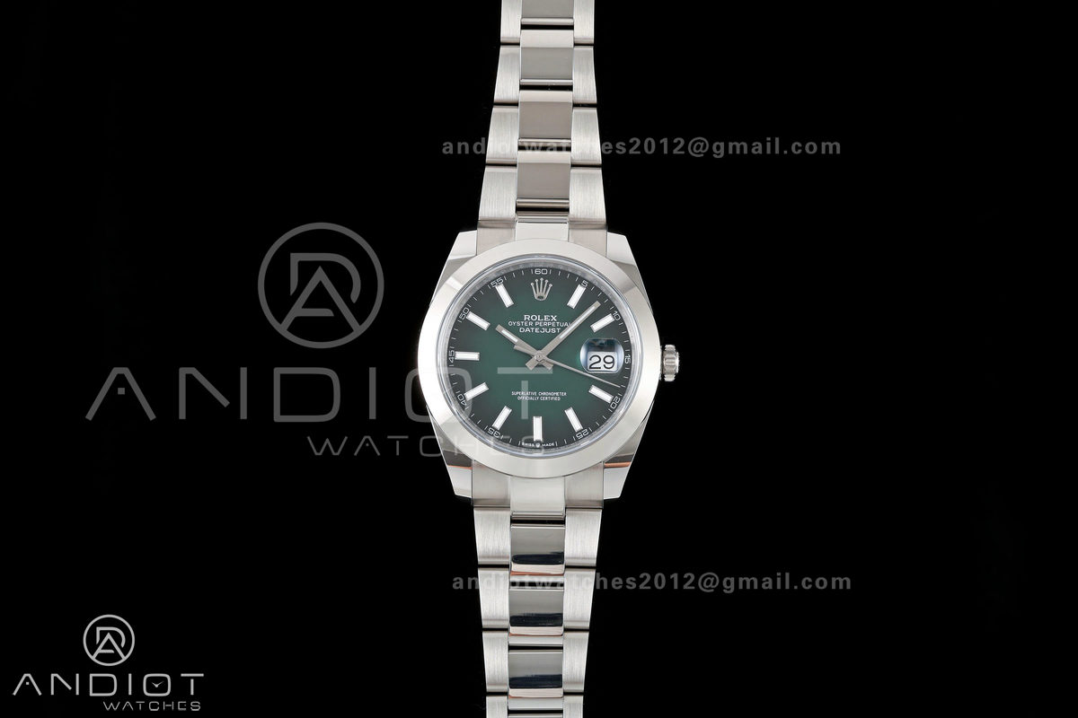 DateJust 41 126300 904L SS ARF 1:1 Best Edition Green Textured Stick Dial on Oyster Bracelet DD3235
